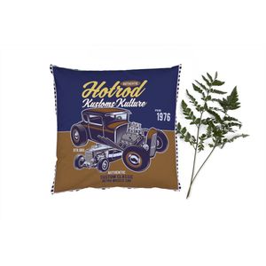 Sierkussens - Kussentjes Woonkamer - 50x50 cm - Mancave - Vintage - Auto - Bruin - Blauw