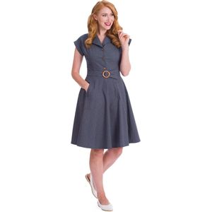 Banned Spot Perfection Fit & Flare Dames Medium-lengte jurk - marineblauw - XS