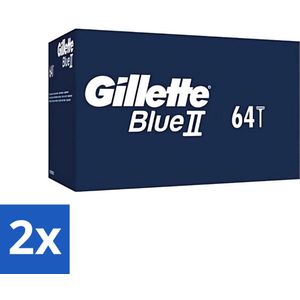 Gillette - Blue 2 - Wegwerpscheermesjes - Duurzaam en comfortabel - 64 Scheermesjes - Voordeelverpakking - 2 stuks