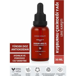 Bade Natural Rosehip Seed Oil - Anit-Dark Spot & Brightening - Rozenbottel Zaad Serum - Olie Koudgeperst Anti-smet en Verhelderend 100% puur Hoge vitamine A-gehalte vitanime C & E Tegen Veroudering Zon Zwangerschap en Epilatievlekken 30 ml
