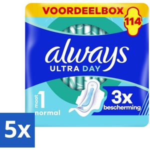 Always - Maandverband - Normal - Met Vleugels - Maat 1 - 114 Maandverband - Bulkverpakking - 5 stuks