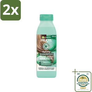 Garnier - Fructis Hair Food Aloe Vera - Shampoo - Normaal tot Droog Haar - 350 ml - Voordeelverpakking - 2 stuks - Shampoo voor droog haar - Vegan shampoo