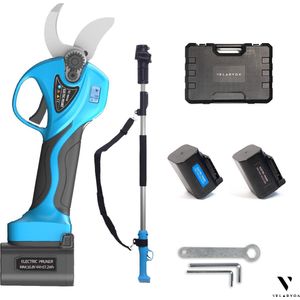 Velaryon Elektrische Snoeischaar met Telescopische Steel Edition PRO22 - Uniek model - 2x Lithium accu - 32mm - Ergonomisch - Incl.koffer