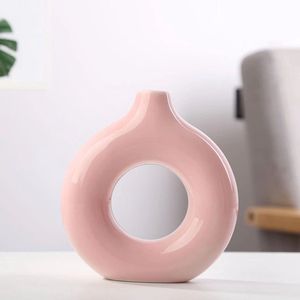 Polaza® Moderne Vaas - Keramische Bloemenvaas - Vaasjes - Bloemenvazen - Keramiek - Maat S - Roze