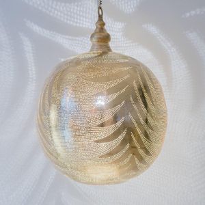 Zenza - Hanglamp  - Oosterse Lamp- Ball - Leaf - XL - Gold