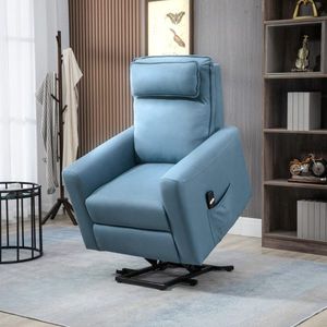 Refrest leunstoel televisie fauteuil fauteuil met staande hulp elektrisch leugenfunctie linnen touch staalblauw 85 x 89,5 x 105 cm