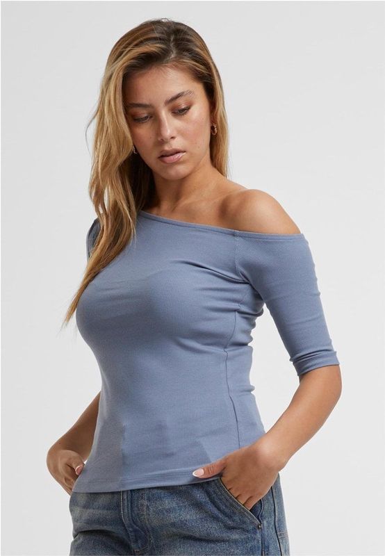 Urban Classics - Organic Asymmetric Rib - Longsleeve T-shirt - Dames