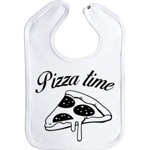 Baby - kinder - slab - pizza time - kleur: wit - met handige drukknoop - stuks 1