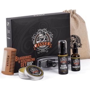 Finez Exclusive Edition Baardgroei Kit - Baardkam - Baardroller - Baardolie - Baardbalsem - Baardshampoo