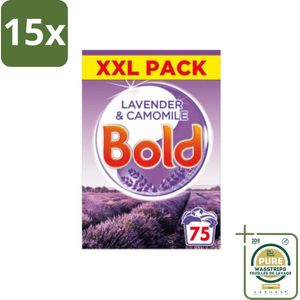 15 x BOLD - Waspoeder - 2 in 1 - Lavendel en Kamille - 75 Wasbeurten - Grootverpakking - Waspoeder - Wasmachine - Wasbeurt - Wasmiddel - Reiniging