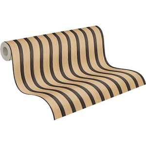 LATTENWAND BEHANG WOONKAMER | industrieel - Goud Bruin/Zwart - Metallic - A.S. Création Elements 2