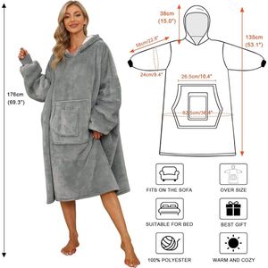 Luxe hoodiedeken - hoodie knuffeltrui hoodiedeken deken met mouwen