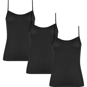 3-Pack Bamboe Onderhemd Topje - Camisole met verstelbare spaghettibandjes - Zwart - Maat S/M