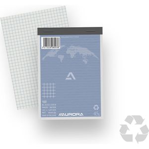 Aurora - MAXI PACK - 10 x ECO notablok: Formaat A6 - Geruit (5x5mm) - 100 vellen - 45 gr gerecycleerd papier.
