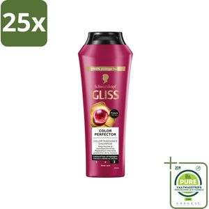25 x Gliss - Shampoo - Color Protect & Shine - Voor Langdurige Kleurbehoud - 250 ml - Grootverpakking - Kleurbehoud Shampoo - Glans Shampoo - Geverfd Haar Shampoo - Highlights Shampoo - Kleurbescherming Shampoo