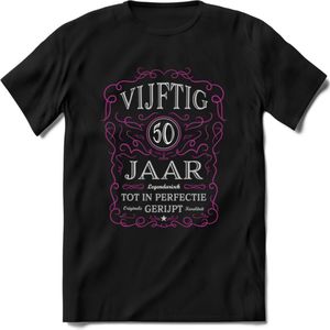 50 Jaar Legendarisch Gerijpt T-Shirt | Roze - Grijs | Grappig Verjaardag en Feest Cadeau Shirt | Dames - Heren - Unisex | Tshirt Kleding Kado | - Zwart - 3XL