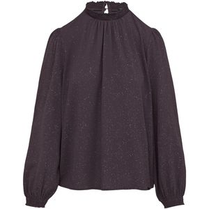 QS - Blouse - Aubergine/Wit - Wijde Blouse - Lange Mouw - Knoopsluiting