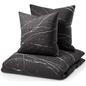 Zomerbedlinnenset - 240 x 220 cm - 3-delig - Oeko-Tex - Ademend en strijkvrij - Dekbedovertrekset van geborsteld microvezel met kussenslopen van 65 cm - Uiterst zacht dekbedovertrek 240 x 220 katoenen