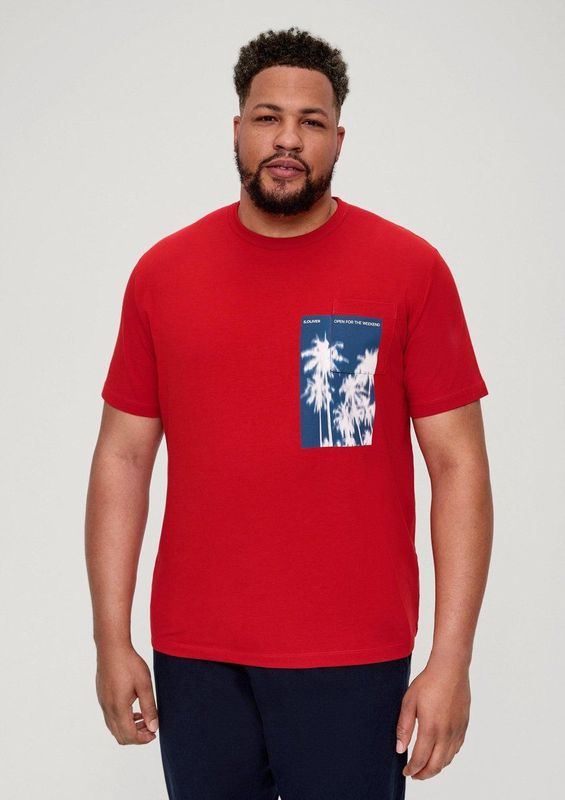 s.Oliver - Shirt - Donkerblauw - Ronde Hals - Halve Mouw - Normale Pasvorm