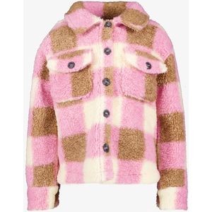 TwoDay geruite meisjes teddy shacket - Roze - Maat 92