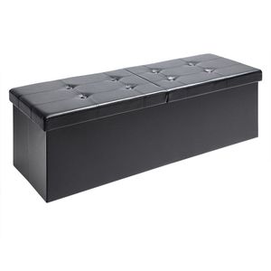 Casaria - Zitbank - Zwart - Kunstleer - 100L Opbergruimte