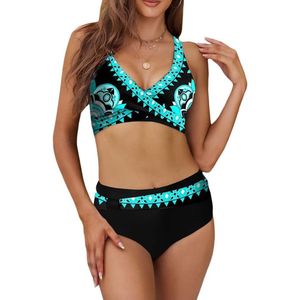 Allecto plus - 2-Delig Bedrukt Badpak voor Dames met Push-Up Effect - Taille Sportkleding in Grote Maat S-2XL