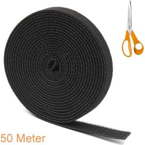 Kabelbinders Rol 50M x 1CM | Kabel Organiser | Kabel Management | Kabelbinders Klittenband | Kabelclips | Kabeldoorvoer