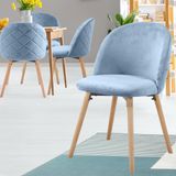 Miadomodo Eetkamerstoelen - Velvet - Fluweel - Houten Poten - Set van 4 - Turquoise