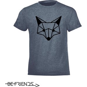 Be Friends T-Shirt - Vos hoofd - Kinderen - Denim - Maat 4 jaar