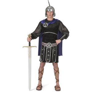 Funny Fashion - Griekse & Romeinse Oudheid Kostuum - Heldhaftige Klassieke Romeinse Strijder - Man - Blauw, Zwart - Maat 52-54 - Carnavalskleding - Verkleedkleding