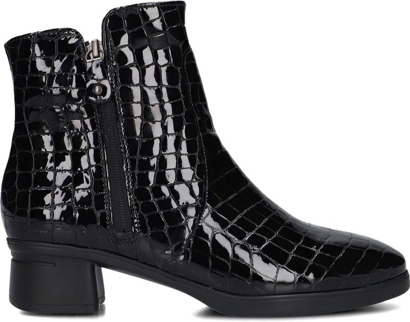 Hartjes Croco 2-rits G Booty Enkellaarsjes - Enkelboots met rits - Dames - Zwart - Maat 43