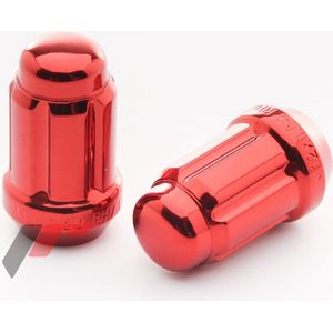 Conische wielmoeren JN2S - M12 x 1,25 - Rood - Set van 20 plus sleutel - M12x1,25 / M12x1.25