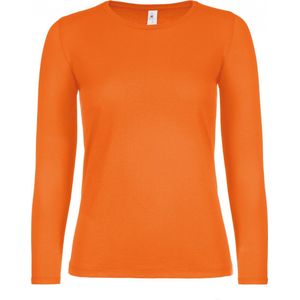 T-shirt Dames S B&C Ronde hals Lange mouw Orange 100% Katoen