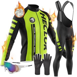 Thermisch Fietspak voor Herente, Lange Mouwen, Fietsshirt en Fietsbroek Set voor Herfst en Winter