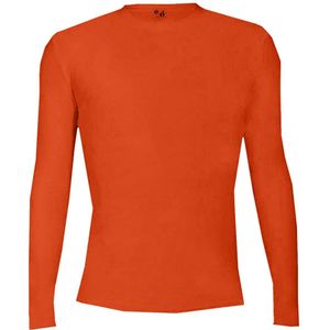 Badger Sports - Pro Compression - Ondershirt - Lange Mouw - Ronde Hals - Jeugd - Oranje - Jeugd M