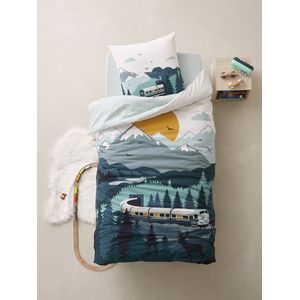 Vertbaudet - Set Dekbedovertrek + Kussensloop - Voor Kinderen - OP DE RAILS