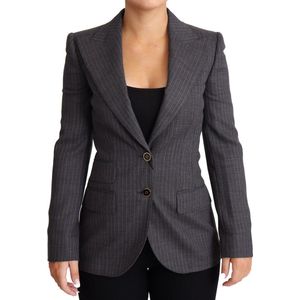 Grijze single-breasted getailleerde blazer wollen jas