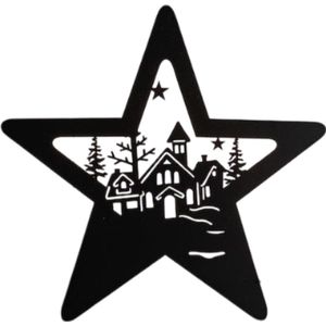 Anna's Collection - Wandhanger Lona - Zwart - Kerstversiering - 3 x 36 x 35 cm - Verlichting