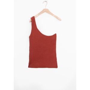 Sissy-Boy - Donkerrode gebreide one shoulder top