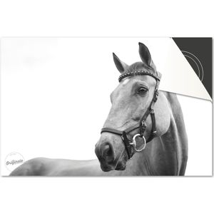 Inductie beschermer 78x52 - afdekplaat inductie mat - Dietrix Kookplaat beschermer - DELUXE - Dieren Paard Zwart wit