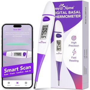Ovulatietracker digitale basale thermometer: Easy@Home BBT-thermometer voor vruchtbaarheidsvoorspelling - Basale lichaamsthermometer voor nauwkeurige temperatuurmeting met Premom App paars