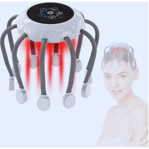 Opvouwbare Oplaadbare Hoofdmassager Met 14 Vibrerende Contacten - 5 Modi En Rood Lichttherapie Voor Ontspanning En Stressverlichting – Draagbare Octopus Krabber Voor Betere Slaap