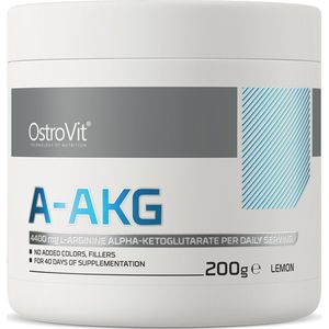 OstroVit - A-AKG - 200 g - lemon - L-arginine alpha-ketoglutaraat - Onafhankelijk getest op kwaliteit en zuiverheid - trainingsprestaties - Zonder toegevoegde suikers, gezoet met laagcalorische zoetstoffen