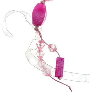 Behave Roze lange kralen ketting van touw met hanger