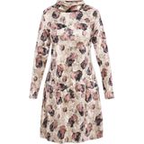 Usha - Jurk - Beige - Bloemenprint - Knielengte - Lange Mouw
