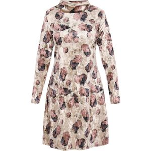 Usha - Jurk - Beige - Bloemenprint - Knielengte - Lange Mouw