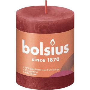 4 stuks Bolsius rood rustiek stompkaarsen 80/68 (35 uur) Eco Shine Delicate Red