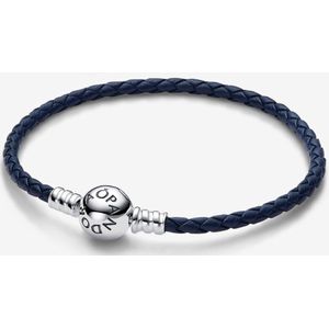 Pandora Moments Blauwe gevlochten Leren Armband 592790C01-S2