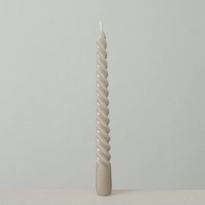 Kleine gedraaide kaarsen - taper candle - twisto taupe- 20 cm - 6 st - cadeau tip - kerst cadeau tip