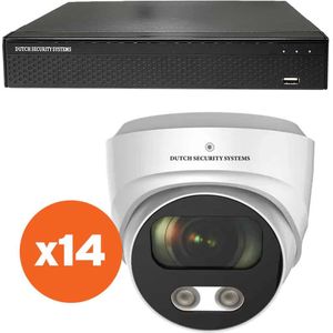 Beveiligingscamera 4K Ultra HD - Sony 8MP - Set 14x Dome - Wit - Buiten & Binnen - Met Nachtzicht - Incl. Recorder & App